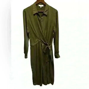 Reiss Arabella Satin Shirt-Style Midi Dress Size 8